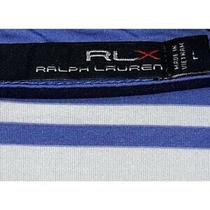 RLX Ralph Lauren Mens L Golf Performance Stretch Purple Blue Striped RLX Logo